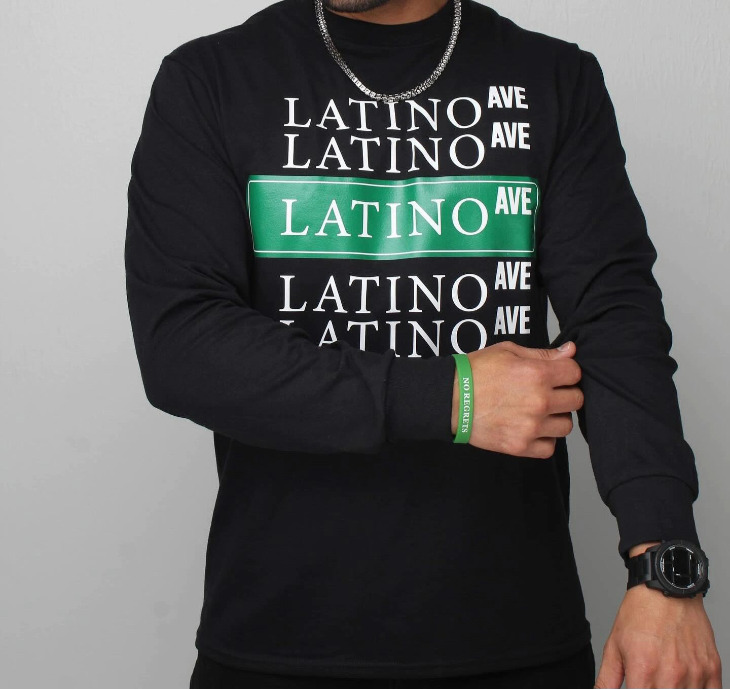 Latino Ave Multi Logo Long Sleeve Cotton Core Crewneck