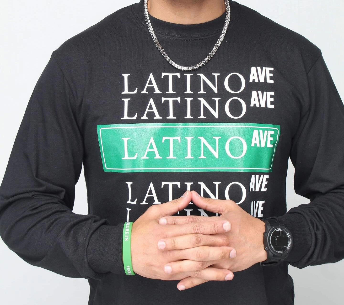 Latino Ave Multi Logo Long Sleeve Cotton Core Crewneck